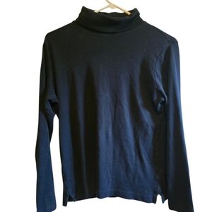 Lands' End Black Shaped Turtle Neck Medium